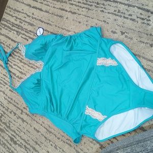 NWT Swimsuits for all tanking top and bikini bottoms blue